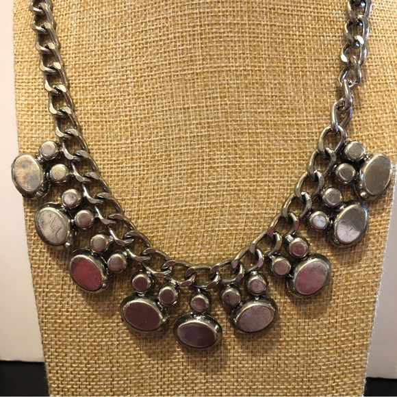 New Chico’s Statement Necklace- antiqued silver with bright blue cut crystals - Picture 7 of 8